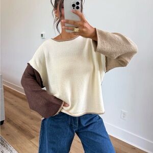 Colorblock Sweater with Long Sleeves